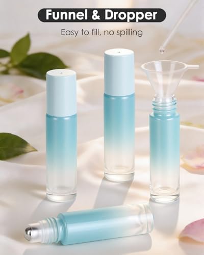 Essential Oil Roller Bottles - 4 Pack Refillable 10ml Glass Roller Bottles - Image 3