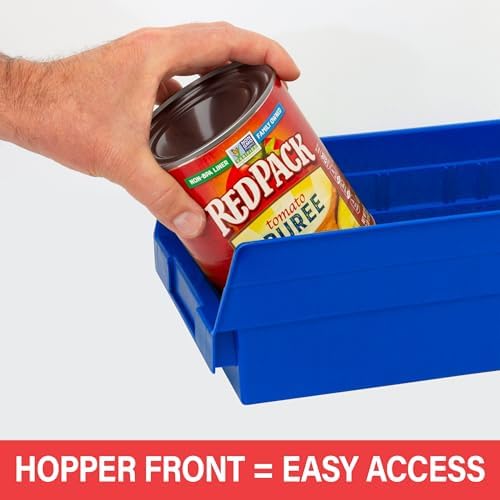 30130 Heavy Duty Plastic Shelf Bins, 12"x 6.5"x 4", Clear, 12-Pk
