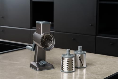 Rotary Cheese Grater, Stainless Steel, Grater & 3 Drum Blades