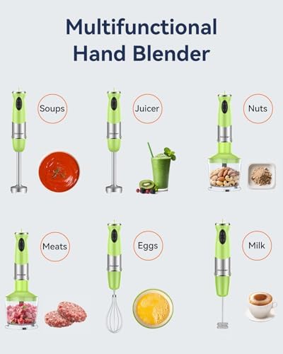 Immersion Blender Handheld 1000W 5 in 1 Corded Stick Hand Blender Kitchen with 12 Speed, BPA-Free, Mixing Beaker, Chopper, Whisk, Milk Frother, Perfect Emulsifier for Soup, Baby Food, Sauce, Puree - Image 5