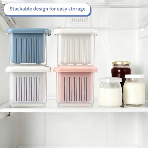 4 Pcs Berry Basket and Colander, Berry Storage Container for Fridge, Small Fruit Container for Grape, Cherry