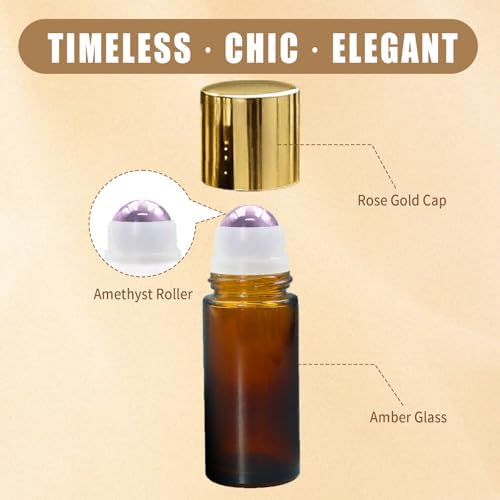1.7oz Refillable Amethyst Roller Bottles for Oils - Image 2