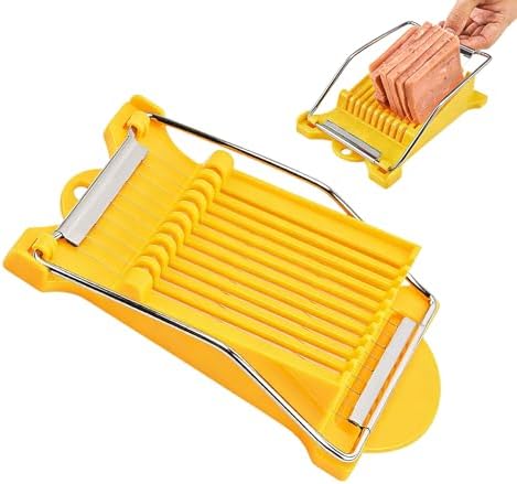 Heavy Duty Luncheon Meat Slicer, Egg Cutter with 10 Precise Slices, Stainless Steel Kitchen Slicing Tool for Egg,Bananas, Avocados,Luncheon (Yellow, 10 slicer) by Unknown