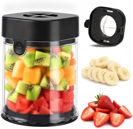 2-in-1 Fruit Slicer Cup, Strawberry Cutter Slicer With Stainless Steel Blades & Lid, Detachable Kitchen Gadget Tool for Egg Banana Cucumber Fruit Salad Cake by Unknown