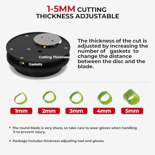 Electric Vegetable Chopper, 200W Commercial Vegetable Slicer, Scallion Cutter Food Processor With 3 Feed Ports, 1-5mm Adjustable Thickness, 6000RPM For Onion Garlic Ginger Chili Potato,110V - Image 5