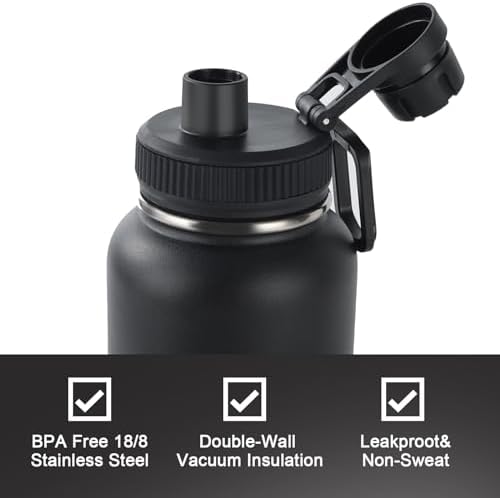 32oz Insulated Water Bottle for Sports, Keep Cold 24H