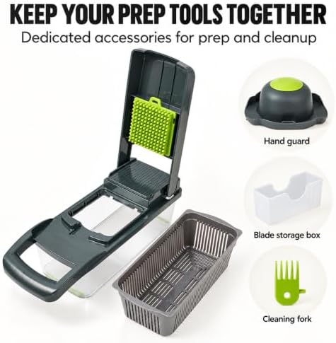 RüK 8-Blade Vegetable Chopper with Container, All-in-1 Kitchen Tool | Mandoline Slicer and Drain Basket - Image 5