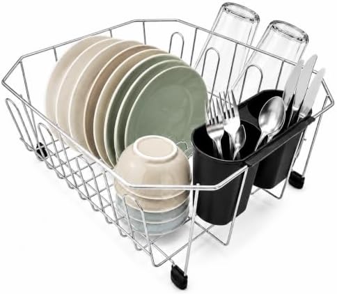 Small in Sink Dish Drying Rack, Stainless Steel Drainer, 13.4" x 11.6"