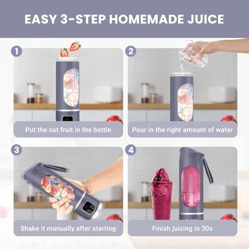 Portable Blender Cordless for Shakes and Smoothies,12 Blades USB Rechargeable Small Blender,16 oz Personal for Ice and Frozen Fruit,Compact and Easy to Clean,Ideal for Home and Travel (Purple) - Image 3