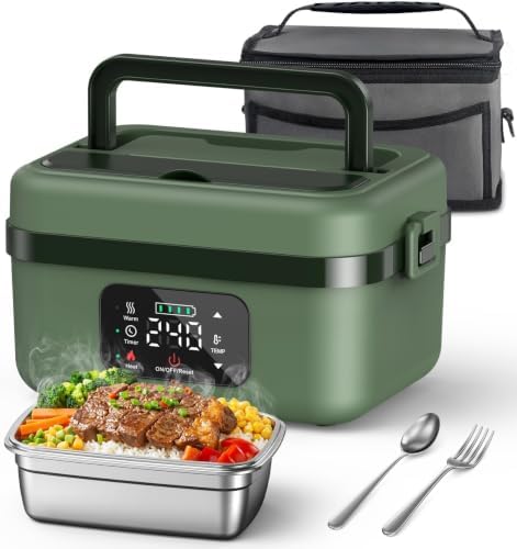 16000mAh Cordless Electric Lunch Box, 60W Self-Heating Food Warmer