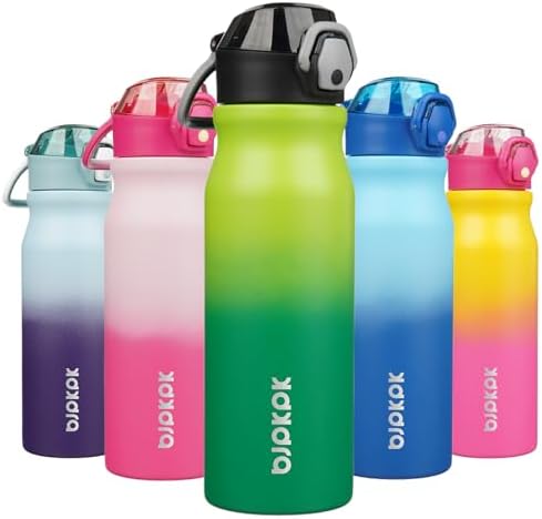 BJPKPK 25 oz Insulated Water Bottle, Straw, Handle, Stainless Steel Flask by BJPKPK