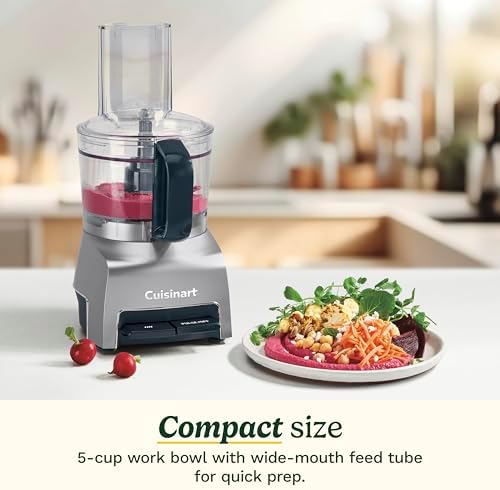 5‑Cup Chop & Shred Food Processor, Compact Food Chopper, Easy‑Store Design, Silver FP-5