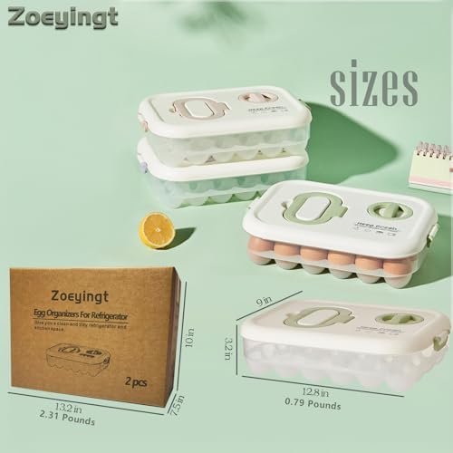 Egg Organizers for Refrigerator with Lids and Handle Home Kitchen Essentials Fridge Stackable Countertop Portable Clear Egg Containers Reusable and Storage for Keep Fresh -Pack of 2