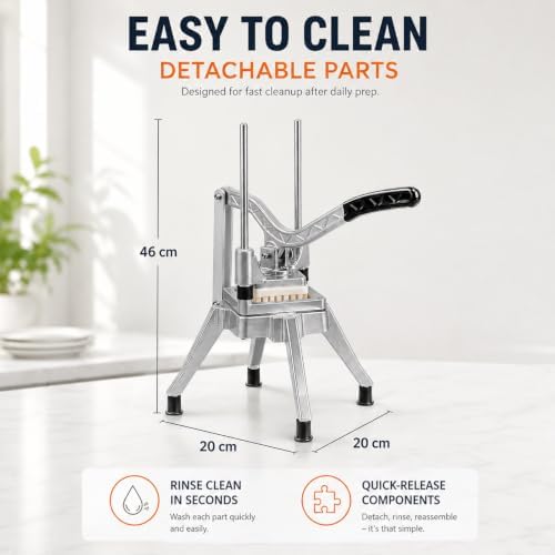 Commercial Vegetable Fruit Chopper W/6-Wedge Slicer&1/4″&3/8″&1/2" Blade Professional Food Dicer French Fry Cutter Onion Slicer Stainless Steel For Tomato Peppers Potato Mushroom