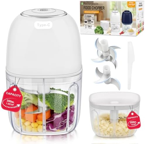 Electric Garlic Chopper,2 Bowls(1Cup&1.5Cup) for Garlic,Meat-N5 by VOJPGJP