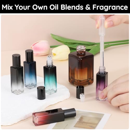 Segbeauty 0.34oz 5pcs Travel Empty Glass Roll on Perfume Bottles Refillable, 10ml Travel Size Essential Oils Roller Bottles with Dropper, Mini Liquid Containers for Eye Essence Bottle Small Containers - Image 5