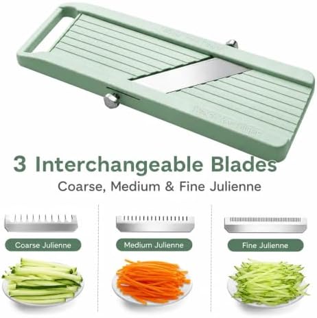 Mandoline Slicer for Kitchen, Upgrade Super Slicer for Vegetable, 3 Interchangeable Stainless Steel Blades, Handheld Vegetable Cutter for Cucumber, Potato, Carrot & More, Rustproof & Dishwasher-Safe