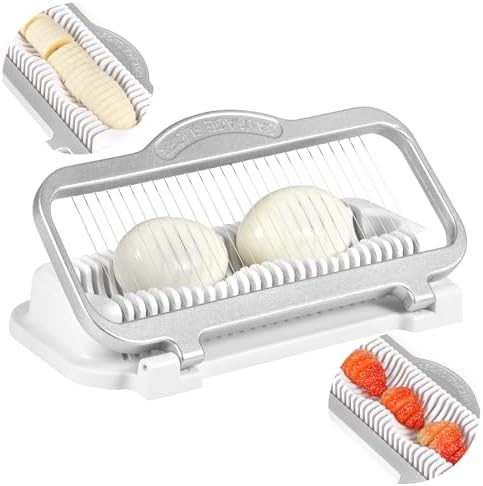 Larger Egg Slicer for Hard Boiled Eggs Banana Slicer, Aluminium & Stainless Steel Wires Strawberry slicer Multipurpose Heavy Duty Dishwasher Safe Banana Cutter slicer by SimpleConvenientInnovative