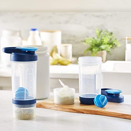 Amazon Basics Protein Shaker Bottle with Mixer Ball, Cups for Shakes, 20 oz,2 count, Blue, 11.8x9x23 cm (Pack of 8) - Image 5