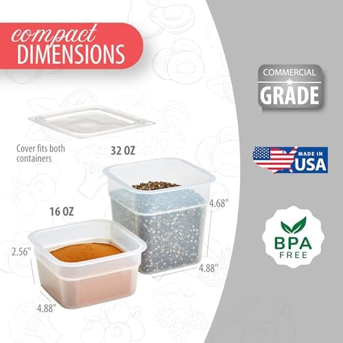 Food Storage Containers with Lids - Translucent (Microwave Safe and BPA-Free) - 16 and 32 oz (ounce) Food Storage Container - (20 Piece Set)