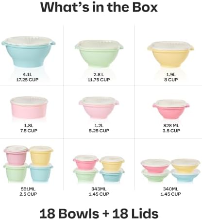 Heritage 36-Piece Vintage Pastel Set (18 Containers + 18 Lids)
