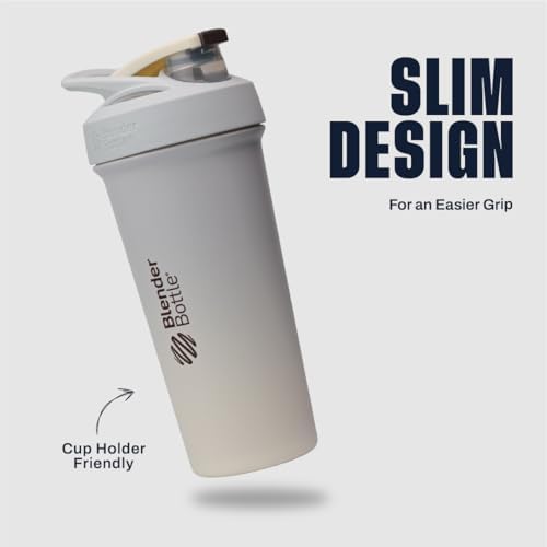BlenderBottle Sport Sleek Stainless Steel Shaker Bottle 25 oz Grey/Tan - Image 4