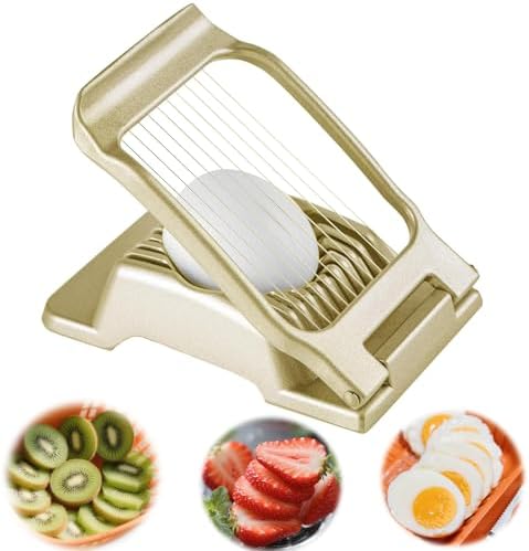 Egg Slicer for Hard Boiled Eggs Strawberry Slicer, Stainless Steel Wire, Heavy Duty Aluminium Tomato Slicer for Hard Boiled Eggs or Strawberry, Butter, Kiwi by Jormey