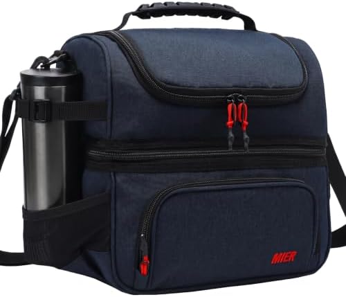 Lunch Box for Men Dual Compartment Adult Lunch Bag for Work, Dark Blue