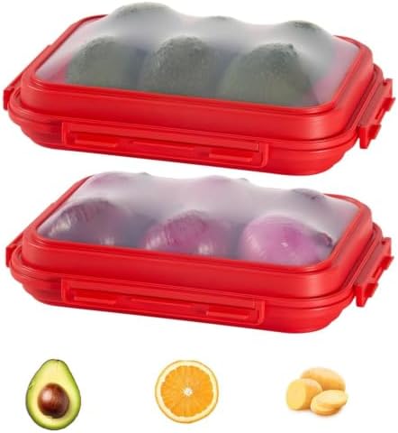 2 Pack Silicone Food Fresh-Keeping Storage Containers with Lid(12 Cups /96 oz) BPA-Free Leakproof Lock Clips Versatile Fridge Storage Containers Space Saving & Expandable Red