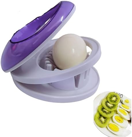 Egg Slicer for Hard Boiled Eggs,Easy to Cut Egg into Slices, Wedge and Dices, Sturdy ABS Body with Stainless Steel Wires,Non-slip Feet,Dishwasher Safe, BPA Free (Purple) by BeyondNice