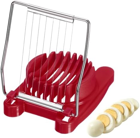 uxcell Egg Slicer for Hard Boiled Eggs, Stainless Steel Wire, Red by uxcell