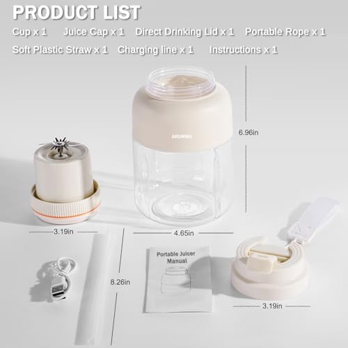Portable Smoothie Blender for Smoothies & Shakes 46oz 1400ML USB Charging Cordless Powerful Blades Blending Portable Juice Cup Blender for Small Ice Fruit Vegetable Crush Kitchen Gym Outdoor - Image 5