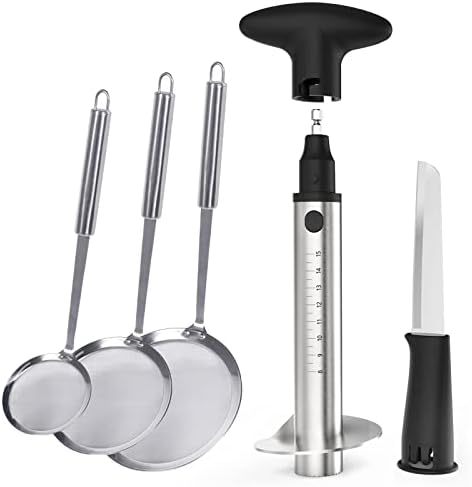 Newness Fine Mesh Skimmer Spoon and Pineapple Corer with Knife, [Upgraded, Electric & Manual]
