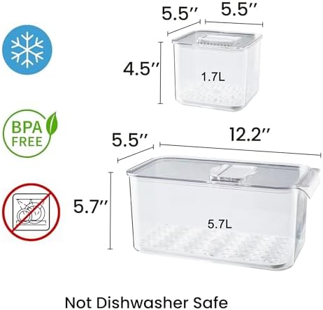 Fresh Produce Saver for Refrigerator, 3 Pcs Food Fruit Lettuce Keeper Containers, Salad Vegetable Storage Organizers Stackable, BPA-free Stay Fridge Storage Containers