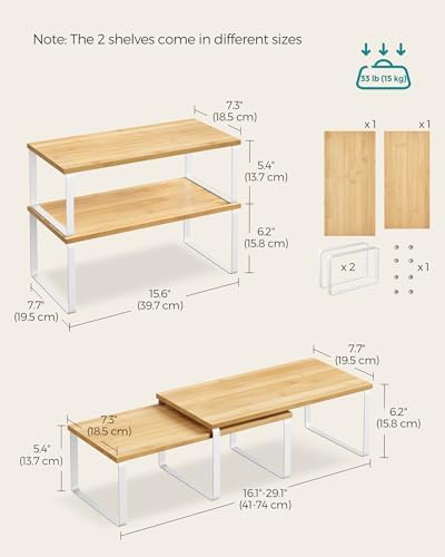 Cabinet Organizer Shelf, Set of 4 Spice Rack, Kitchen Storage