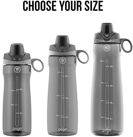 Pogo BPA-Free Tritan Plastic Water Bottle with Chug Lid, 40 Oz, Grey - Image 3