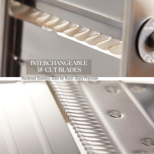 ICO Bron Coucke Professional Mandoline Slicer by Tellier – Heavy Duty Stainless Steel Mandoline Slicer for Kitchen – Adjustable Straight, Julienne, & Waffle Blades (Pusher Not Included) - Image 3