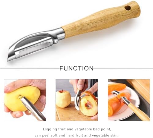 Potato Peeler Stainless Steel Vegetable Peeler,Wooden Handle Peeler