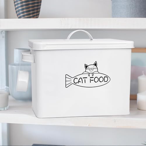 Large Dog and Cat Food Storage Container, Farmhouse Pet Food Storage Containers with Lid and Dry Food Scoop, Durable Airtight Cat Container 12-13 lbs Capacity, Great Gift for Pet Owners