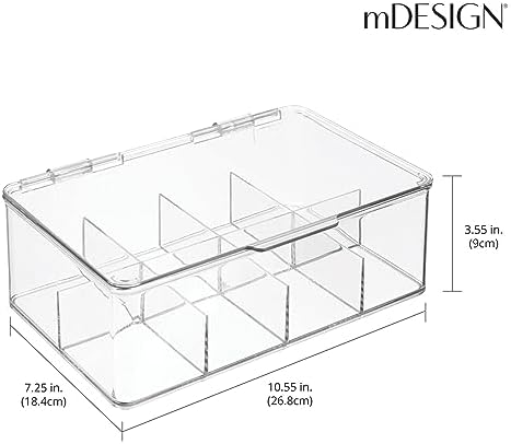 Tea Bag Single Serve Pouch Divided Box Holder Organizer, Clear
