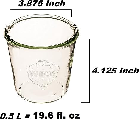 Canning Jars 742 Mold Jars made of Transparent Glass - Eco-Friendly Canning Jar - Storage for Food, Yogurt with Air Tight Seal and Lid - 1/2 Liter Tall Jar Set - (2 Jars)