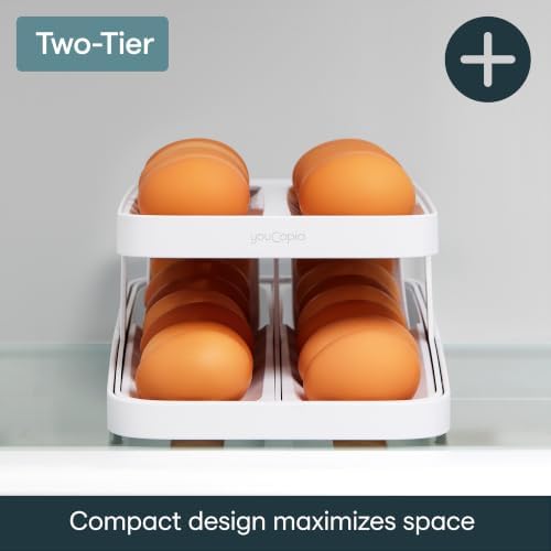 RollDown® Egg Dispenser, Rolling Eggs Dispenser and Organizer for Refrigerator Storage, Double Track