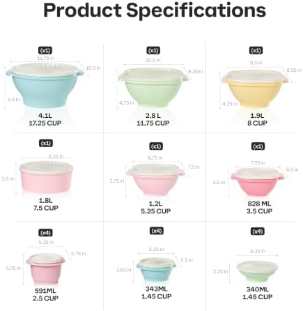 Heritage 36-Piece Vintage Pastel Set (18 Containers + 18 Lids)