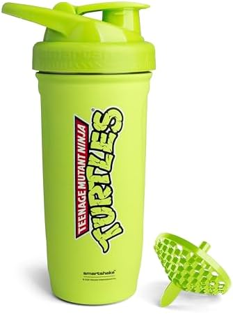 TMNT Reforce Stainless Steel Protein Shaker Bottle - 900 ml | 30 oz - Non Insulated Unisex Gym Bottle | Metal Shaker Bottles | Leakproof Screw-on Lid | BPA-Free, Light Green