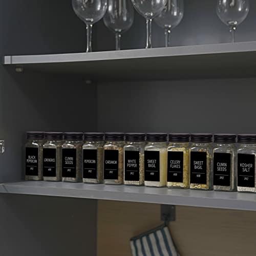 48 Pack Glass Spice Jars with Labels, 4oz Spice Containers