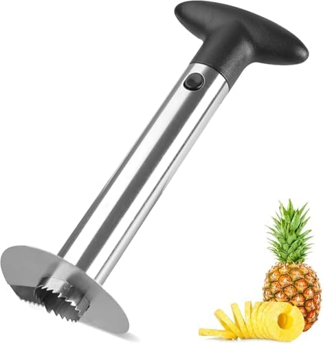 Premium Stainless Steel Pineapple Corer and Slicer Tool, Detachable Handle, Easy Pineapple Cutter for Home