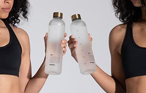 Motivational Water Bottle, Hourly Time Marked, 1L 33oz, Hydration Tracker