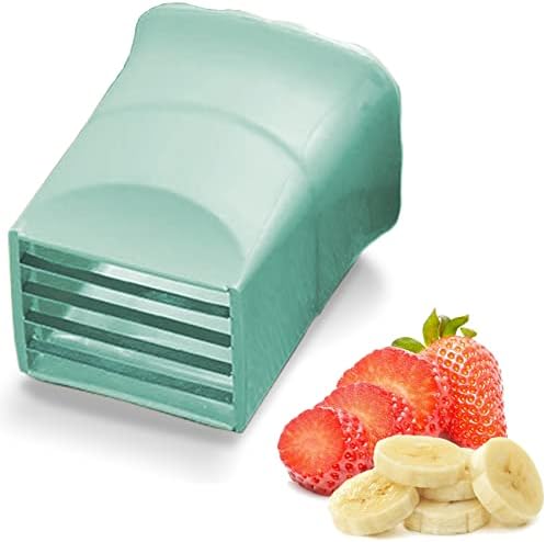 Cup Slicer - [NEW] Fruit Slicers Cup Egg Slicer, Stainless Steel Banana Strawberry Cutter, Quickly Making Soft Fruits, Vegetables Cutting Kitchen Gadget (Green (Pack of 1)) by Loodion