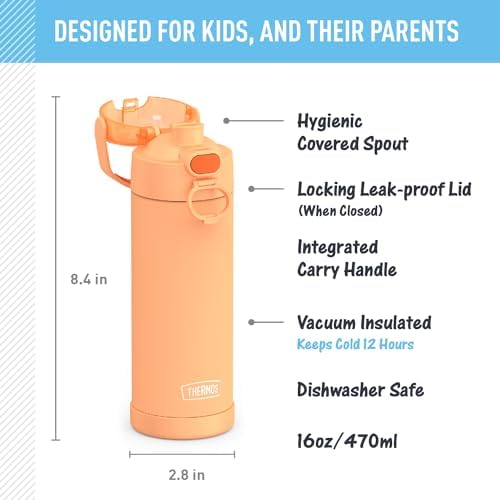 FUNTAINER Water Bottle with Spout, 16oz, Orange