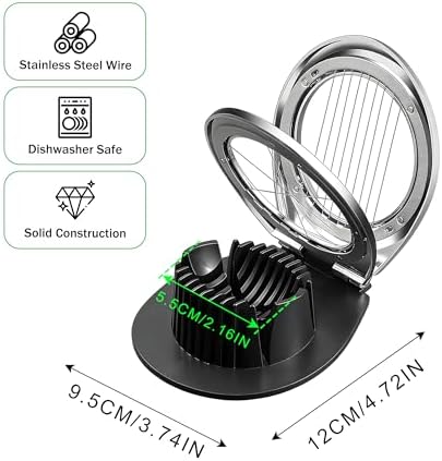 3 in 1 Egg Slicer, Egg Cutter Egg dicer for Boiled Eggs -Stainless Steel Wire with 3 Slicing Styles - Image 3